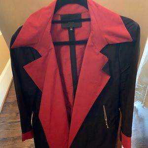 Black and red trench coat